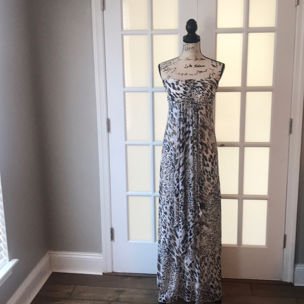 Strapless chiffon overlay maxi dress